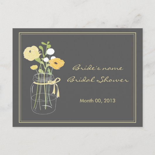 イエローアンドグレーメイソンジャーブライダルシャワーアドバイス アドバイスカード (正面)