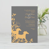 イエローアンドグレーワイルドホース結婚式招待状 招待状 (スタンド正面)