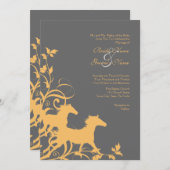 イエローアンドグレーワイルドホース結婚式招待状 招待状 (正面/裏面)