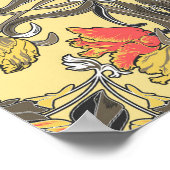 イエローアンドコーラルチューリップアールヌーボーデザインポスター ポスター (角)