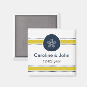 イエローアンドネイビーサンドドルビーチ結婚式デザイン マグネット (正面/裏面)