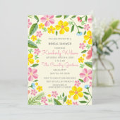 イエローアンドピンクガーデンフローラブライダルシャワー 招待状 (スタンド正面)