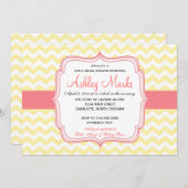 イエローアンドピンクシェブロン招待状 招待状 (正面/裏面)