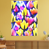 イエローアンドピンクチューリップカラフル春アート キャンバスプリント (インサイチュ (リビング))