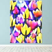 イエローアンドピンクチューリップカラフル春アート キャンバスプリント (インサイチュ (ウッドフロア))
