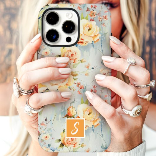 イエローアンドピーチウォーター色フローラモノグラム Case-Mate iPhoneケース