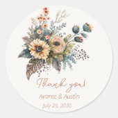 イエローアンドピーチ結婚フローラサンキュー ラウンドシール (正面)