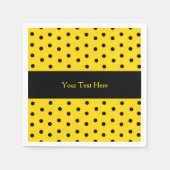 イエローアンドブラック水玉模様カスタム紙ナプキンス スタンダードカクテルナプキン (正面)