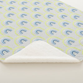 イエローアンドブルースターズアンドレインボーズ男の赤ちゃん シェルパブランケット