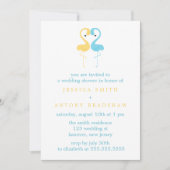 イエローアンドブルーフラミンゴスカップルウェディングシャワー 招待状 (正面)