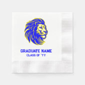 イエローアンドブルーライオンマスコット紙パーティー 縁ありカクテルナプキン (正面)