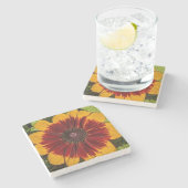 イエローアンドブロンズRudbeckiaフローラ ストーンコースター (横)