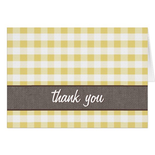 イエローアンドホワイトギンガムキャンバスサンキューカード (正面横)