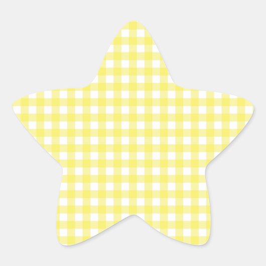 イエローアンドホワイトギンガムデザイン 星シール (正面)