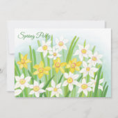 イエローアンドホワイトダフォジル春パーティーカスタム文字 招待状 (正面)