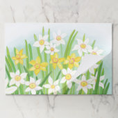 イエローアンドホワイトダフォジル春紙ランチョンマット ペーパーパッド (折り畳み)