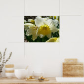 イエローアンドホワイトダフォディル春フローラ ポスター (キッチン)