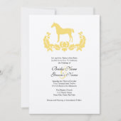 イエローアンドホワイトダマスクホース結婚式招待状 招待状 (正面)