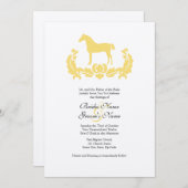 イエローアンドホワイトダマスクホース結婚式招待状 招待状 (正面/裏面)
