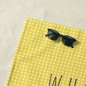 イエローアンドホワイト水玉模様かわいいラマ ビーチタオル (インサイチュ)