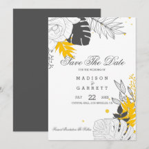 イエローアンドホワイト葉招待状