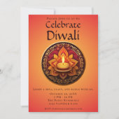 イエローアンドレッドディヤディワリお祝い招待状 招待状 (正面)