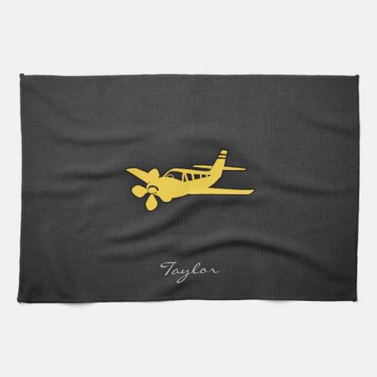 イエローアンバー飛行機 キッチンタオル (横)