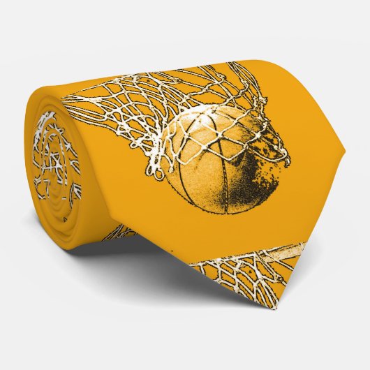 イエローアートポップ・アートのバスケットボールネックウェア ネクタイ (ロール)