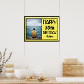 イエローアールデコ30歳の誕生日フォト ポスター (キッチン)