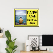 イエローアールデコ30歳の誕生日フォト ポスター (ホームオフィス)