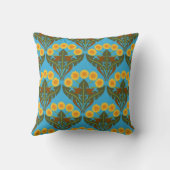 イエローアールヌーボータンデリオン装飾用クッション クッション (裏面)