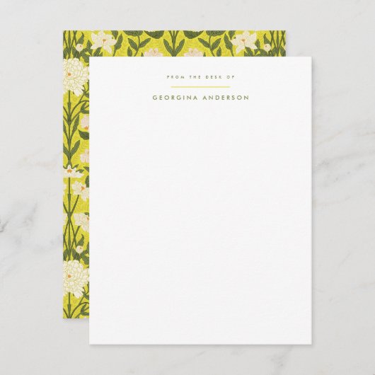 イエローアールヌーボーフローラ個人文房具 ノートカード (正面/裏面)