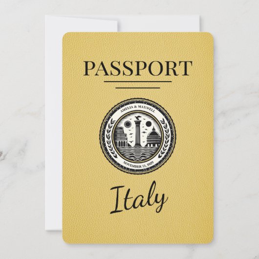 イエローイタリアパスポート結婚式招待状 招待状 (裏面)