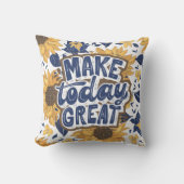 イエローイラストレーションフラワースクエア クッション (正面)