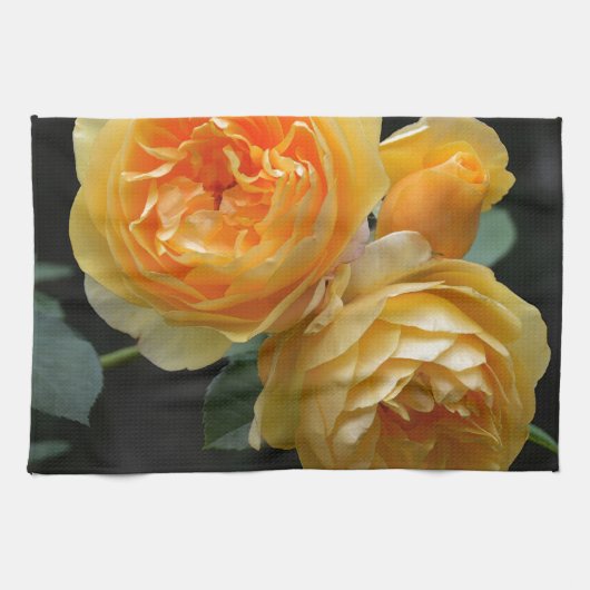イエローイングリッシュバラ キッチンタオル (横)