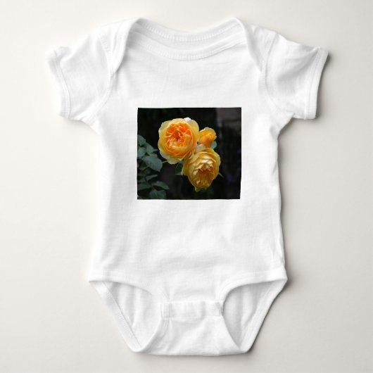 イエローイングリッシュバラ ベビーボディスーツ (正面)