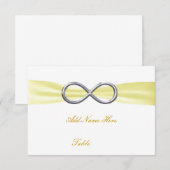 イエローインフィニティウェディングテーブルプレイスカード 招待状 (正面/裏面)