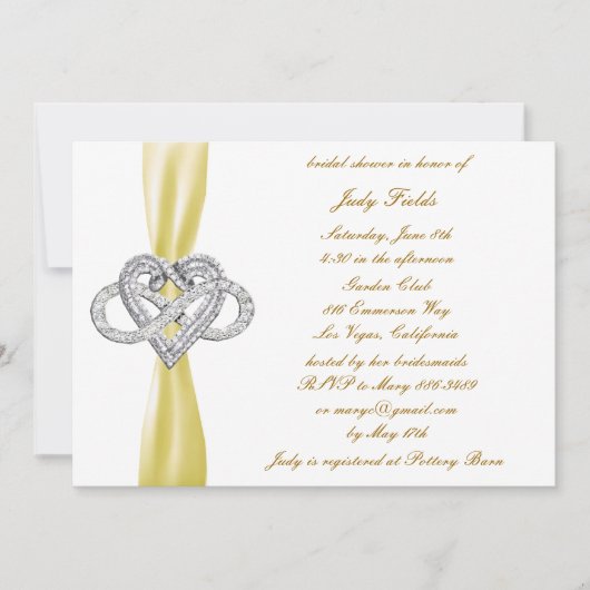 イエローインフィニティハートブライダルシャワー招待 招待状 (正面)