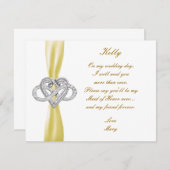 イエローインフィニティハートメイド・オブ・オーナー（花嫁付き添い人）カード 招待状 (正面/裏面)