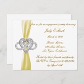 イエローインフィニティハート婚約パーティ招待状 招待状 (正面/裏面)