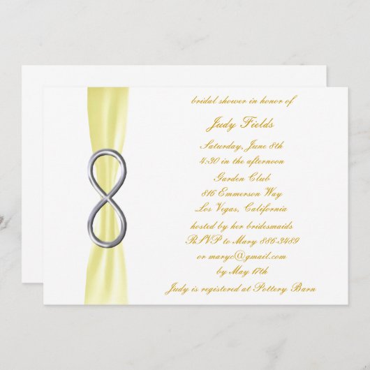 イエローインフィニティブライダルシャワー招待 招待状 (正面/裏面)