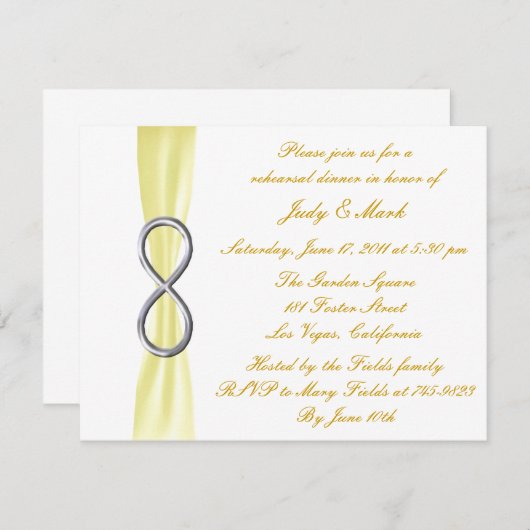 イエローインフィニティ結婚ズリハーサルディナー招待状 招待状 (正面/裏面)