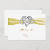 イエローインフィニティ結婚ハートのテーブル座席表 招待状 (正面/裏面)