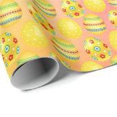 イエローイースターエッグオンレインボー抽象芸術 ラッピングペーパー (ロールコーナー)