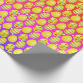 イエローイースターエッグオンレインボー水玉模様 ラッピングペーパー (角)