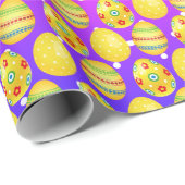 イエローイースターエッグオンレインボー水玉模様 ラッピングペーパー (ロールコーナー)
