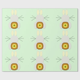 イエローイースターバニーオングリーンラッピング紙 ラッピングペーパー