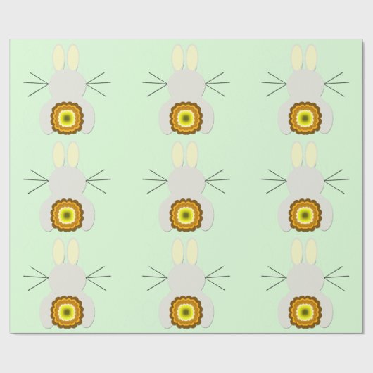 イエローイースターバニーオングリーンラッピング紙 ラッピングペーパー (フラット)