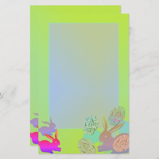 イエローイースターバニー玉文房具 便箋 (正面/裏面)