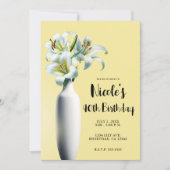 イエローイースターリリー花瓶フローラ誕生日パーティー 招待状 (正面)